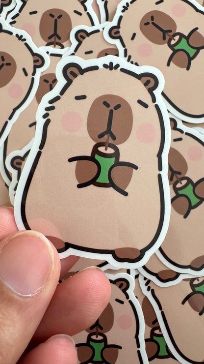 Capybara Matcha Sticker