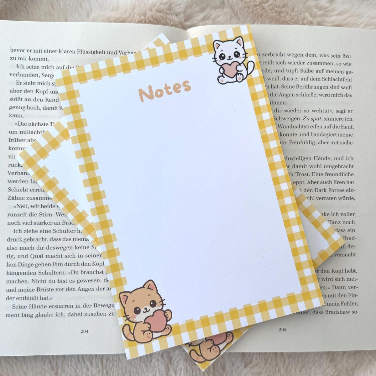 Handgemachter Kawaii Katzen Notizblock Nr.01 | 50 Seiten Süßer Schreibblock für To Do Listen & Journaling – Geschenkidee für Katzenliebhaber