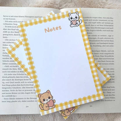 Handgemachter Kawaii Katzen Notizblock Nr.01 | 50 Seiten Süßer Schreibblock für To Do Listen & Journaling – Geschenkidee für Katzenliebhaber