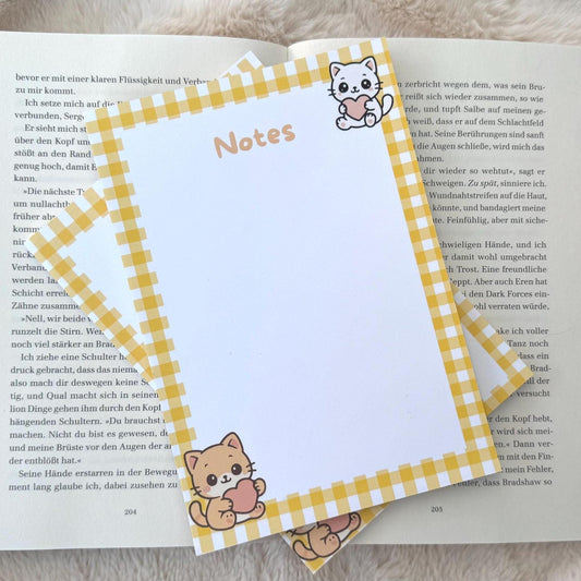 Handgemachter Kawaii Katzen Notizblock Nr.01 | 50 Seiten Süßer Schreibblock für To Do Listen & Journaling – Geschenkidee für Katzenliebhaber