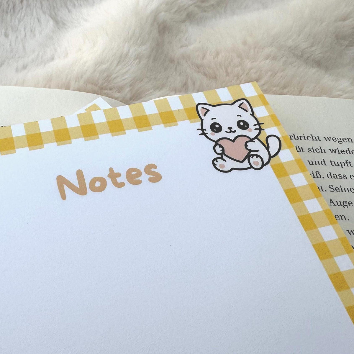 Handgemachter Kawaii Katzen Notizblock Nr.01 | 50 Seiten Süßer Schreibblock für To Do Listen & Journaling – Geschenkidee für Katzenliebhaber