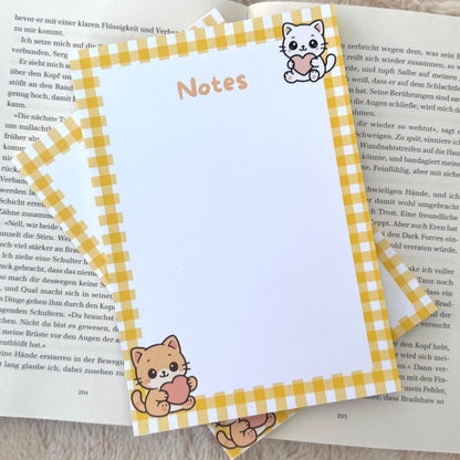 Handgemachter Kawaii Katzen Notizblock Nr.01 | 50 Seiten Süßer Schreibblock für To Do Listen & Journaling – Geschenkidee für Katzenliebhaber