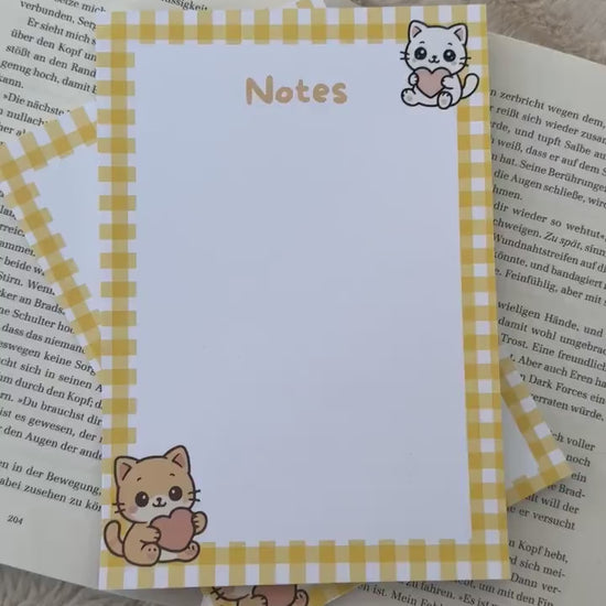 Handgemachter Kawaii Katzen Notizblock Nr.01 | 50 Seiten Süßer Schreibblock für To Do Listen & Journaling – Geschenkidee für Katzenliebhaber
